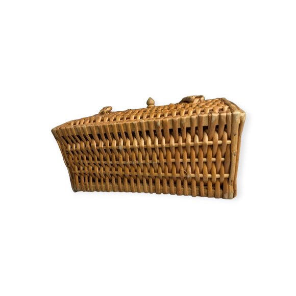 Vintage 70s Wicker & Wood Handbag - Picture 6 of 14